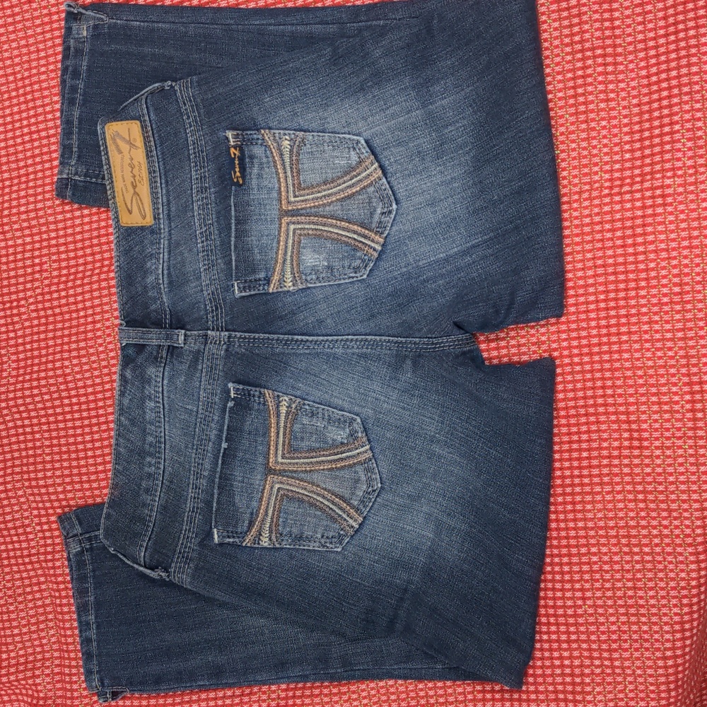 Seven7 Womens Jeans Size 4 Capri Medium Wash Distressed Stretch